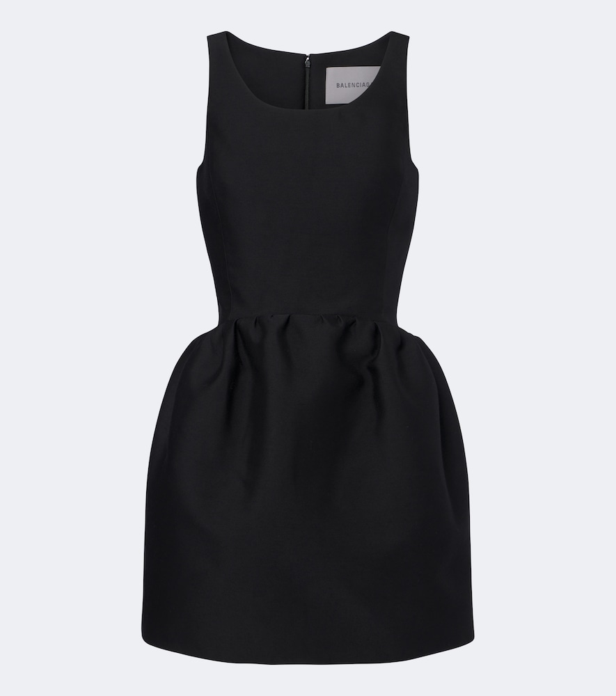 Balenciaga Wool And Silk-blend Minidress In Black