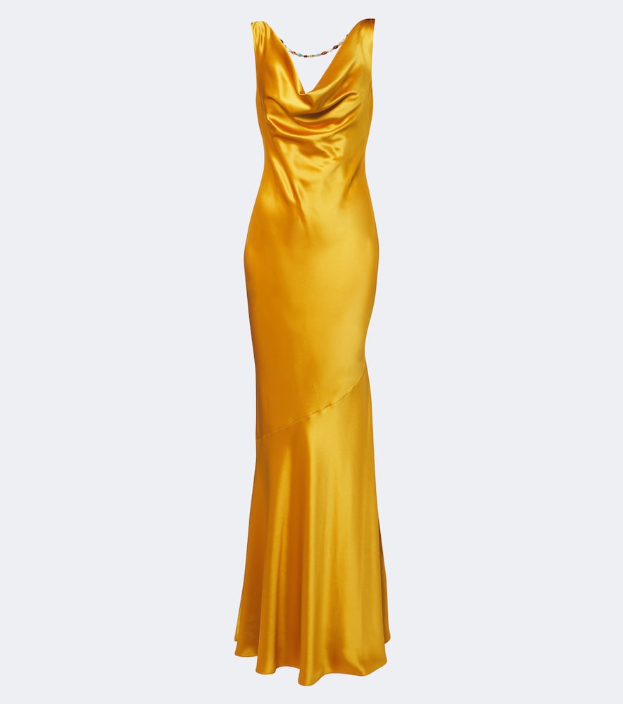 Retroféte Retrofête Keryn Embellished Satin Gown In Gold