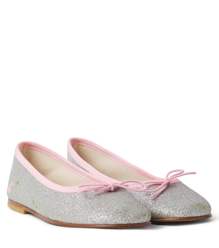 Bonpoint Silver Lisa Bow-Detail Glitter Ballet Flats UK Size 0 - Mytheresa
