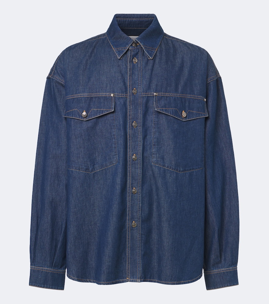 Versace Medusa Denim Overshirt In Blue