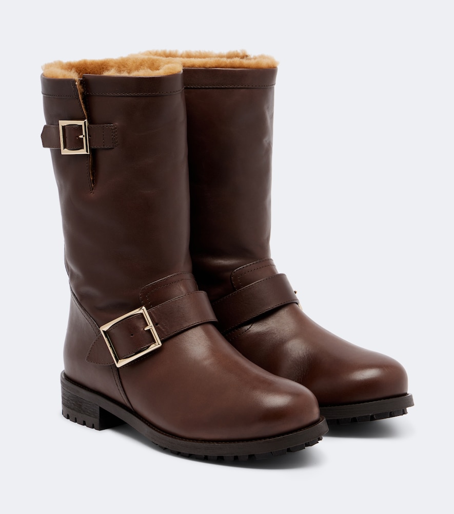 Kniehohe Stiefel Biker aus Leder