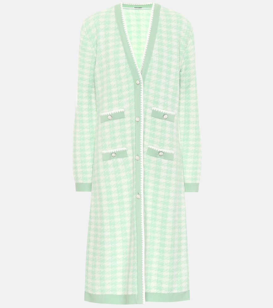 Miu Miu Women's Green Houndstooth Wool-Blend Cardigan UK Size 12 - Mytheresa