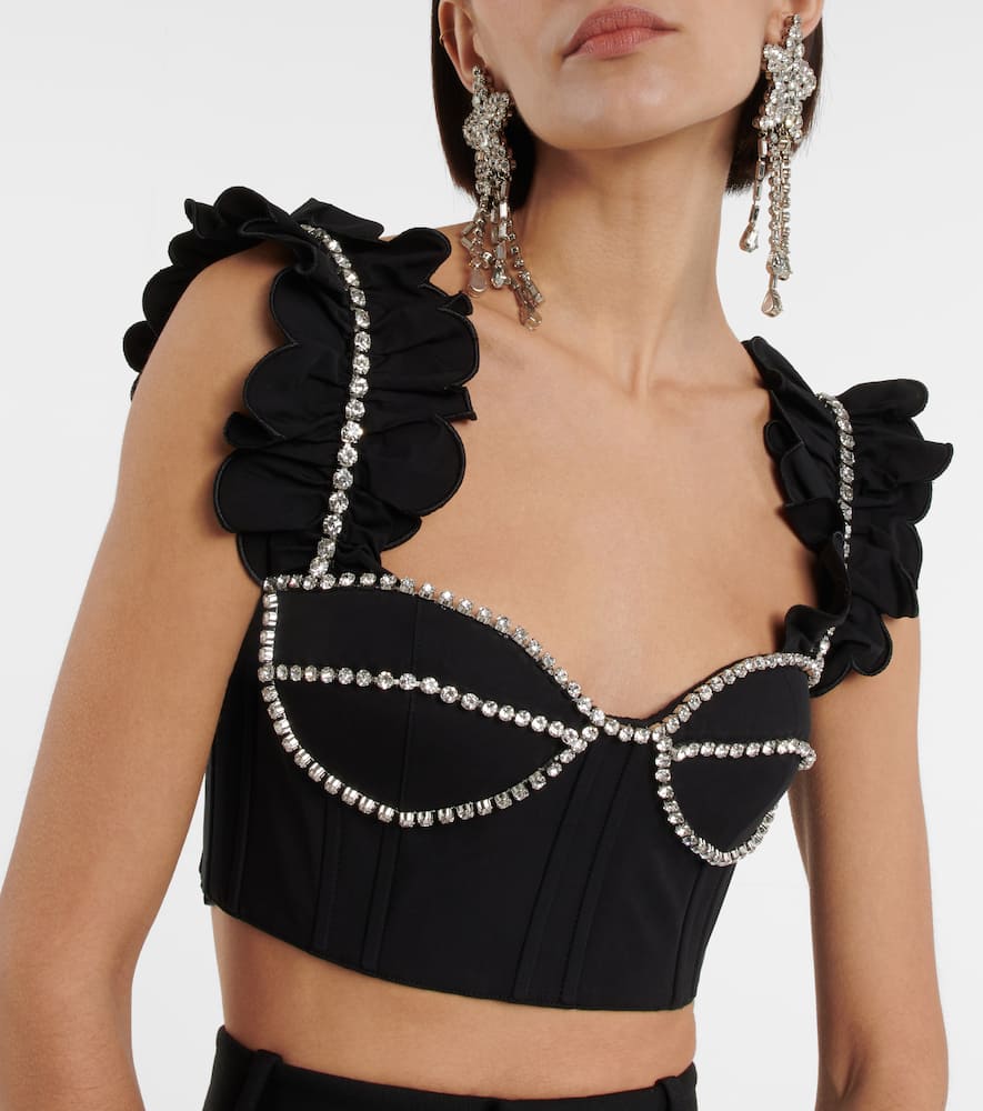 Shop Area Embellished Cotton Bustier Top In Black