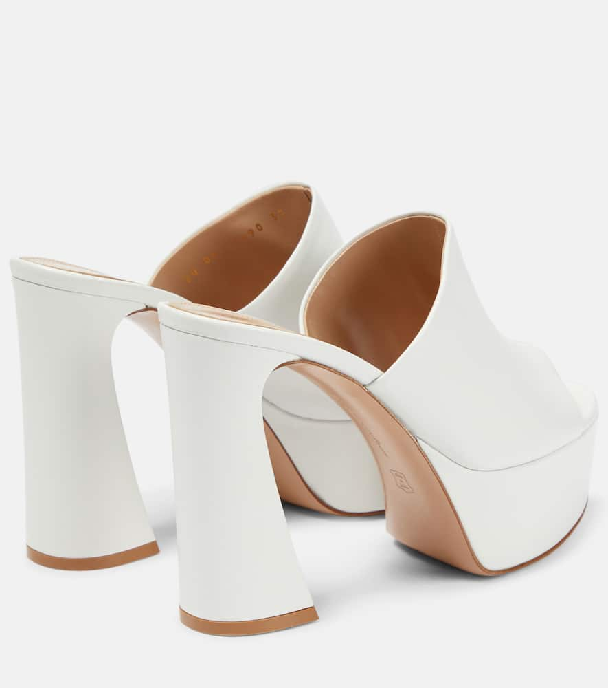 Shop Gianvito Rossi Holly Leather Platform Mules In White