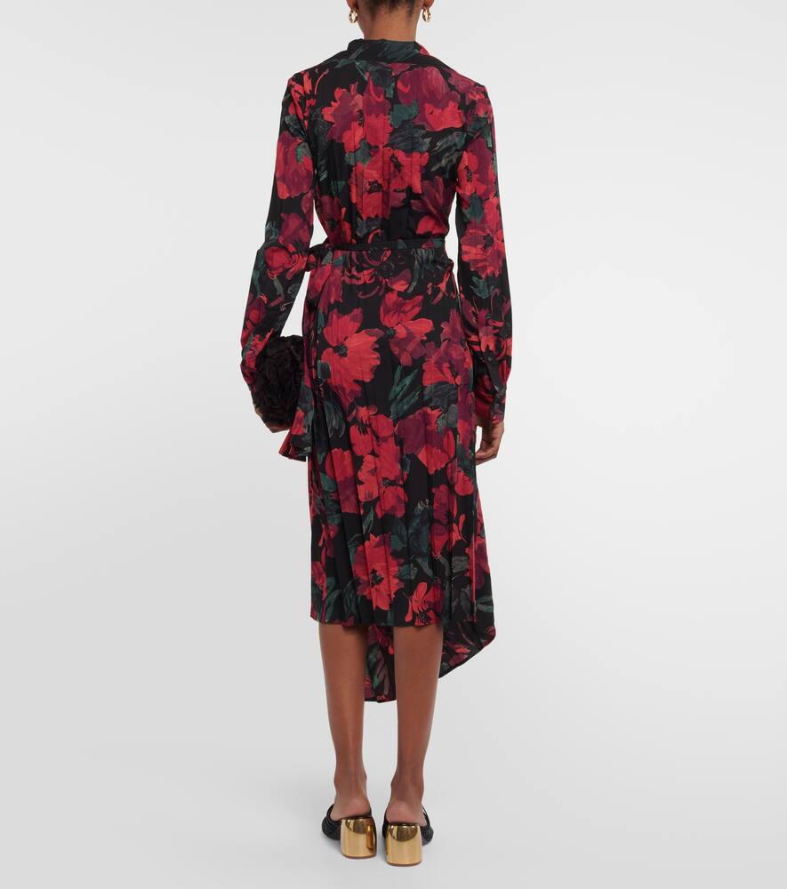 Shop Dries Van Noten Floral Wrap Midi Dress In Black