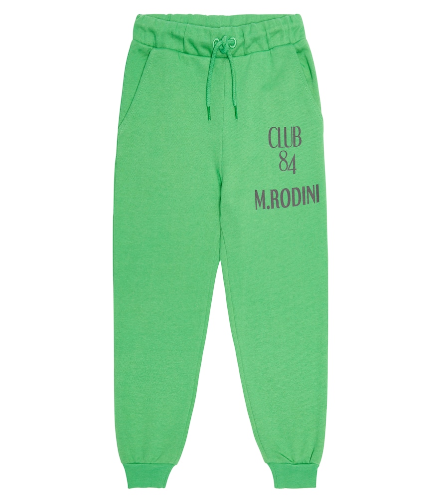 Mini Rodini Logo Cotton Sweatpants In Green