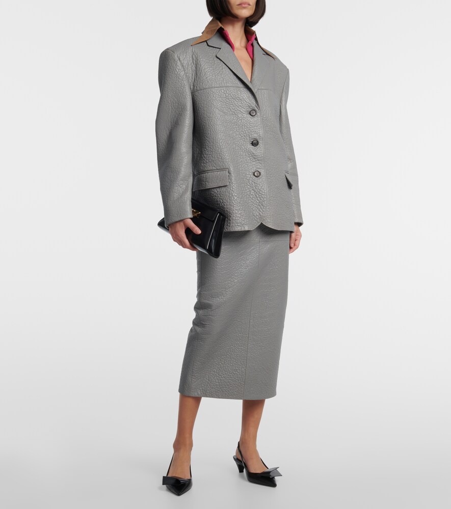 Prada High-rise leather pencil skirt