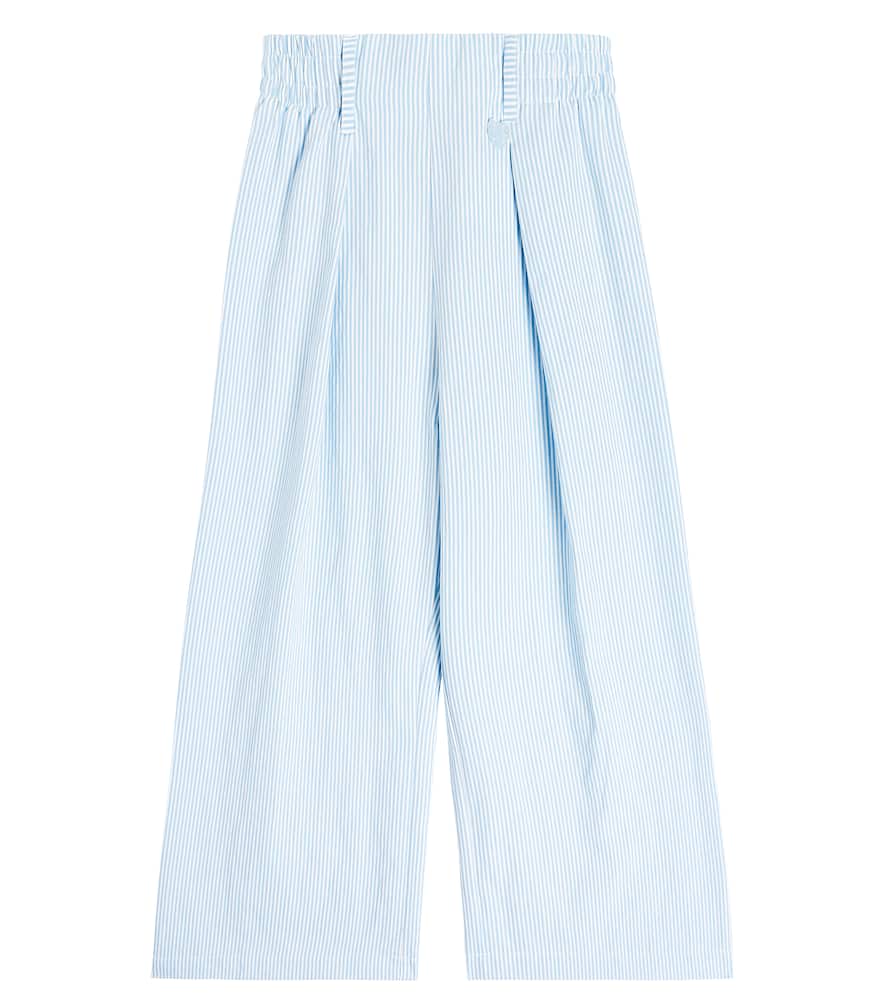 Monnalisa Cotton Blend Wide-leg Pants In Blue