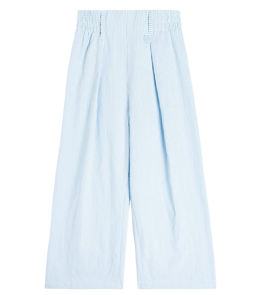 Monnalisa Kids' Cotton Blend Wide-leg Pants In Blue