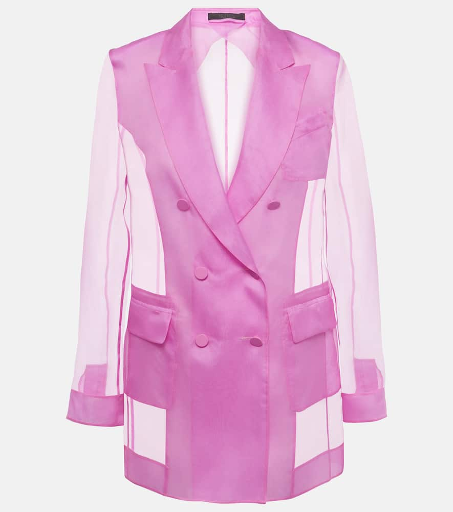 Shop Max Mara Negrar Silk Organza Blazer In Pink