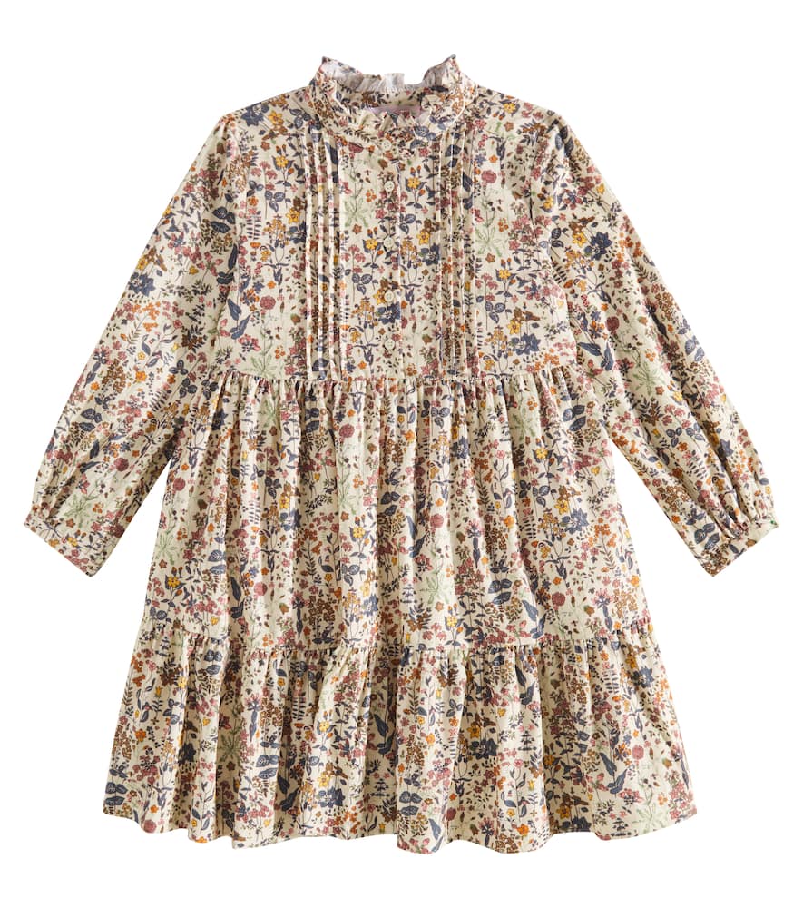 Bonpoint Gwyneth Floral Cotton Corduroy Dress In Multicoloured