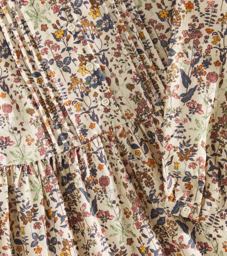 Bonpoint Gwyneth Floral Cotton Corduroy Dress In Multicoloured