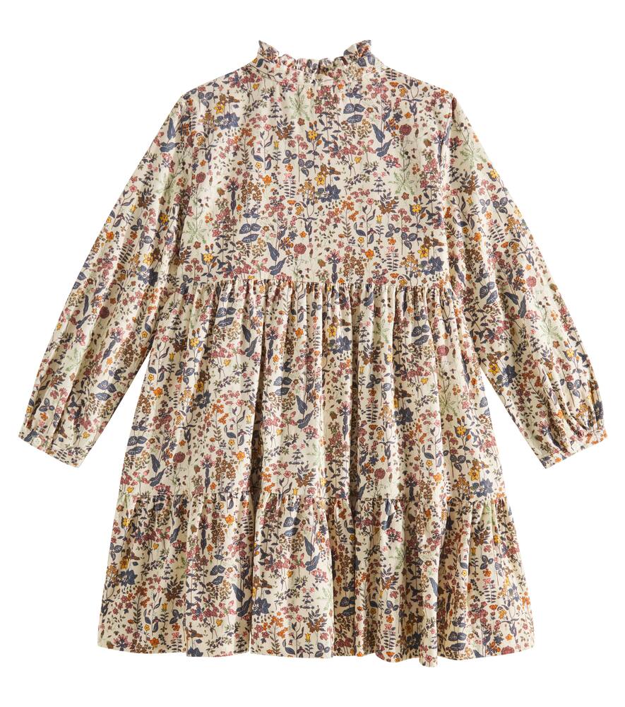 Bonpoint Gwyneth Floral Cotton Corduroy Dress In Multicoloured