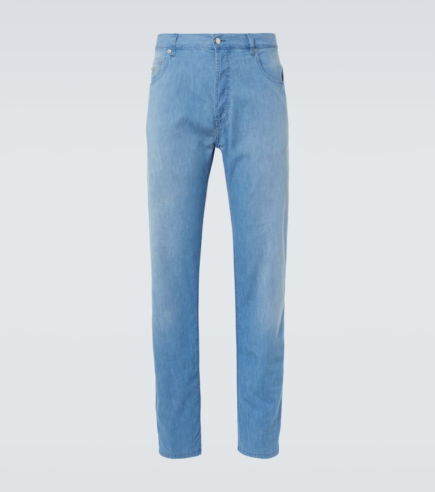 Prada Denim Jeans With Belt Loops And Straight Leg In Blue