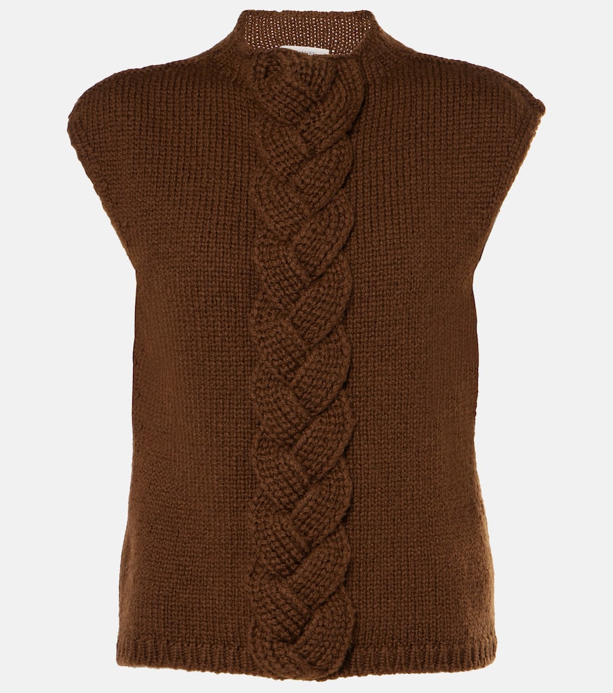 Braided wool-blend sweater vest
