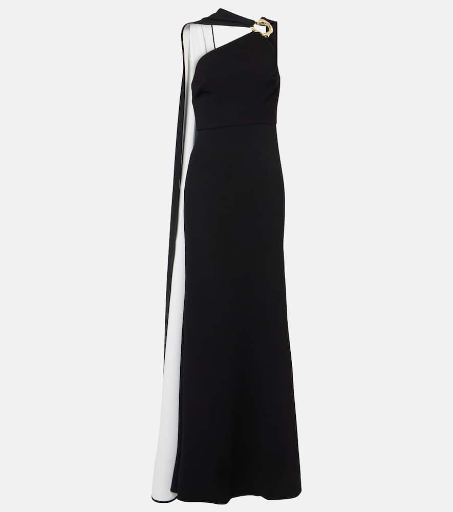 Asymmetric caped cady gown