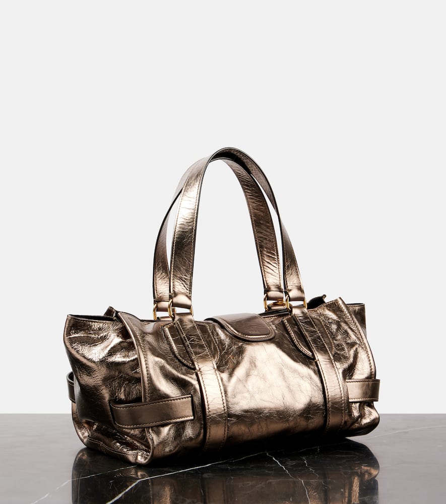 Chloé Kerala 25 Large Metallic Leather Tote Bag In Silver