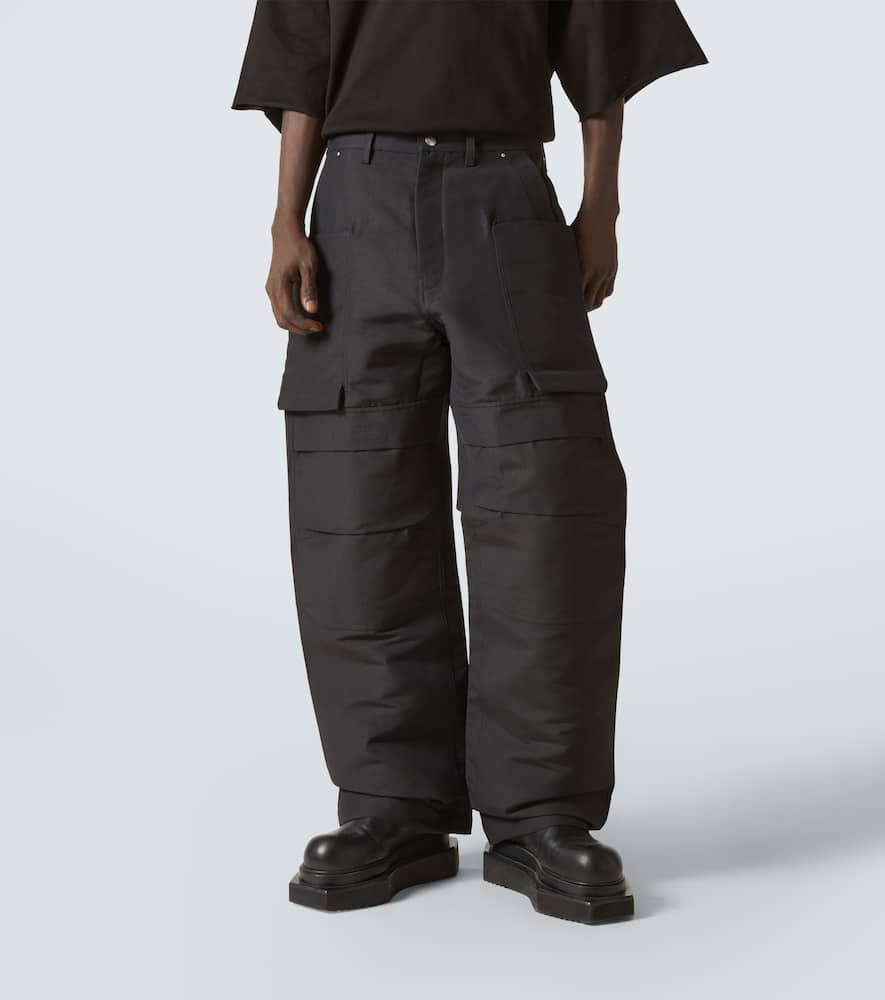 Rick Owens Stefan Wide-leg Brushed Cotton-twill Cargo Trousers In Schwarz
