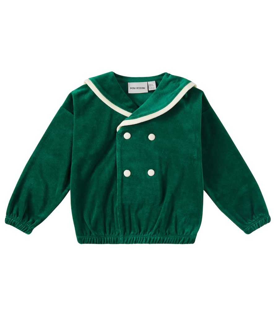 Mini Rodini Sailor Velour Cotton Sweatshirt In Green