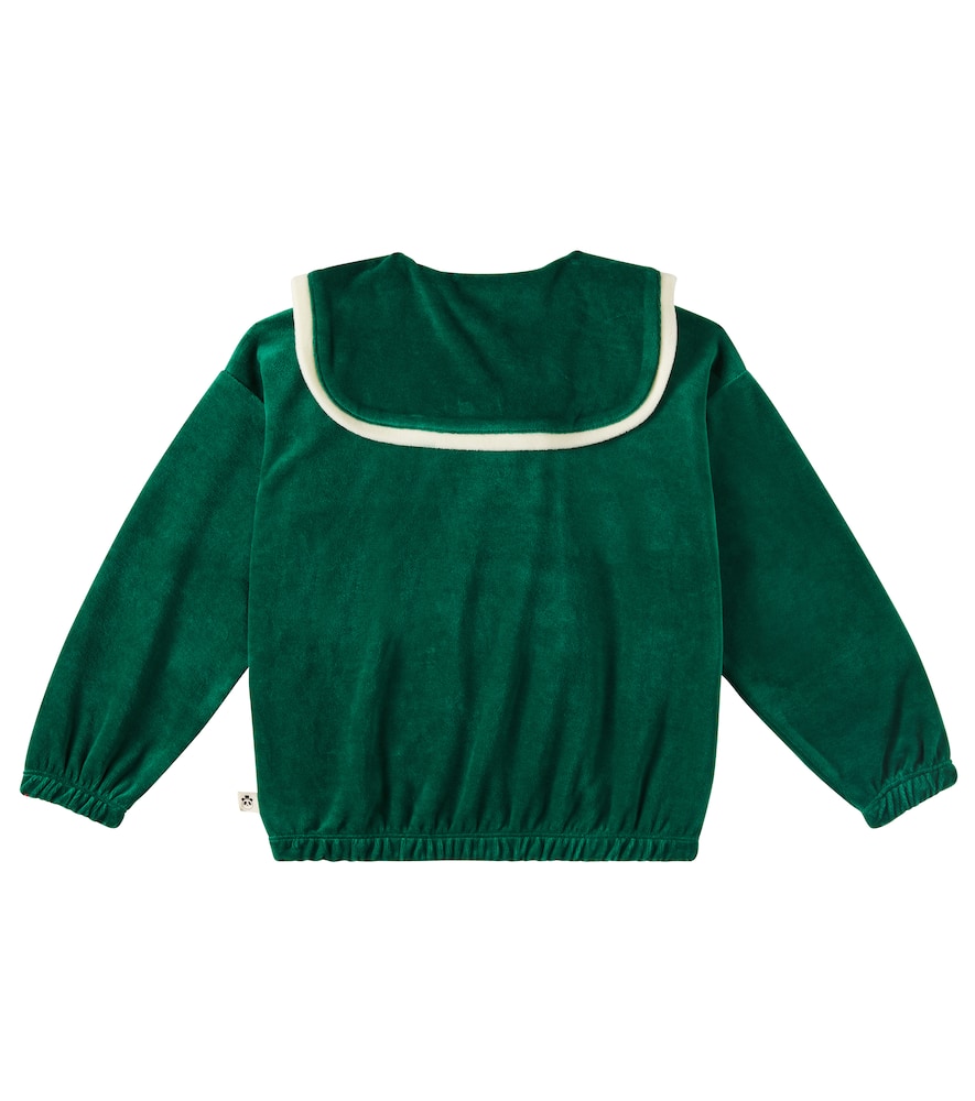 Mini Rodini Sailor Velour Cotton Sweatshirt In Green