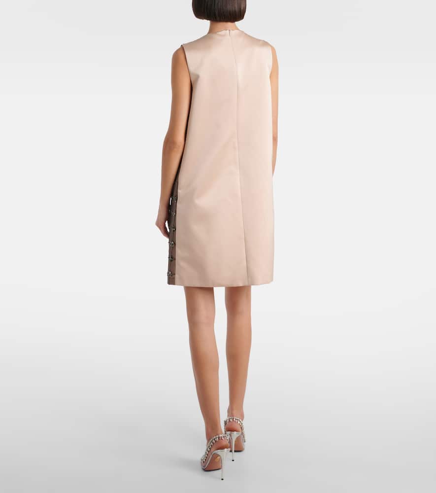 Max Mara Acino Embellished Tulle And Satin Minidress In Beige