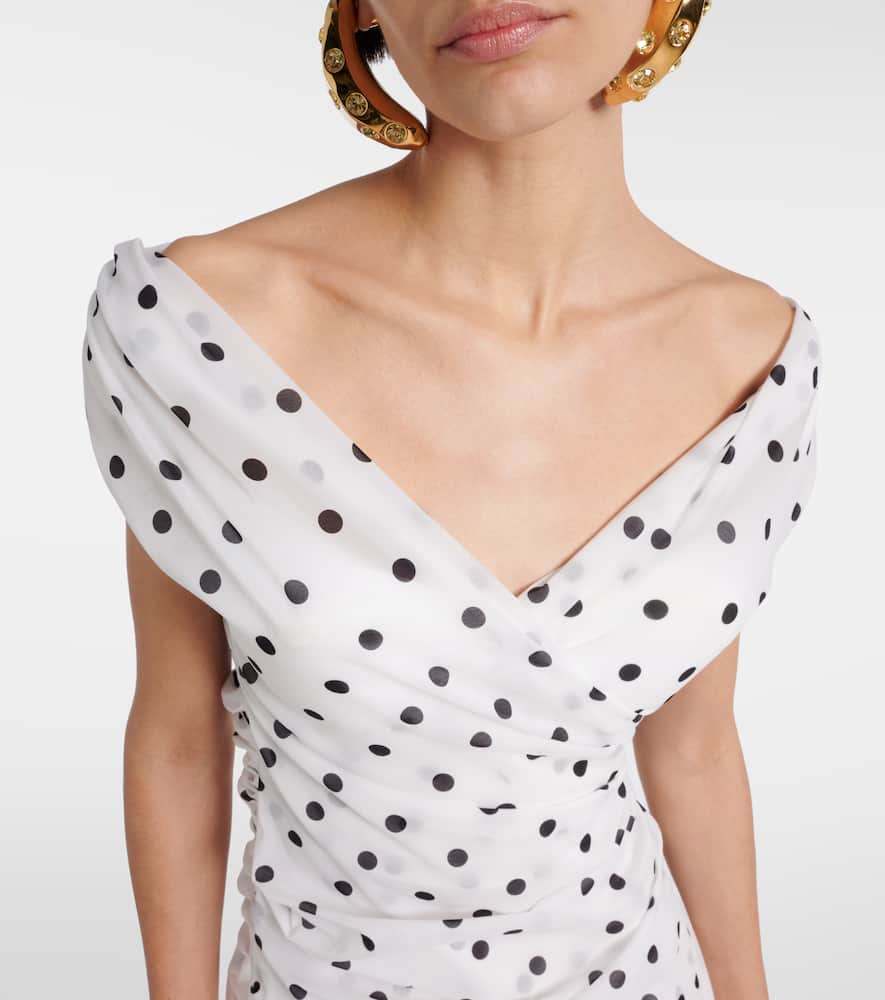 Jacquemus 'the Rita' White Dress With V-neck And Polka Dot Motif In Weiss