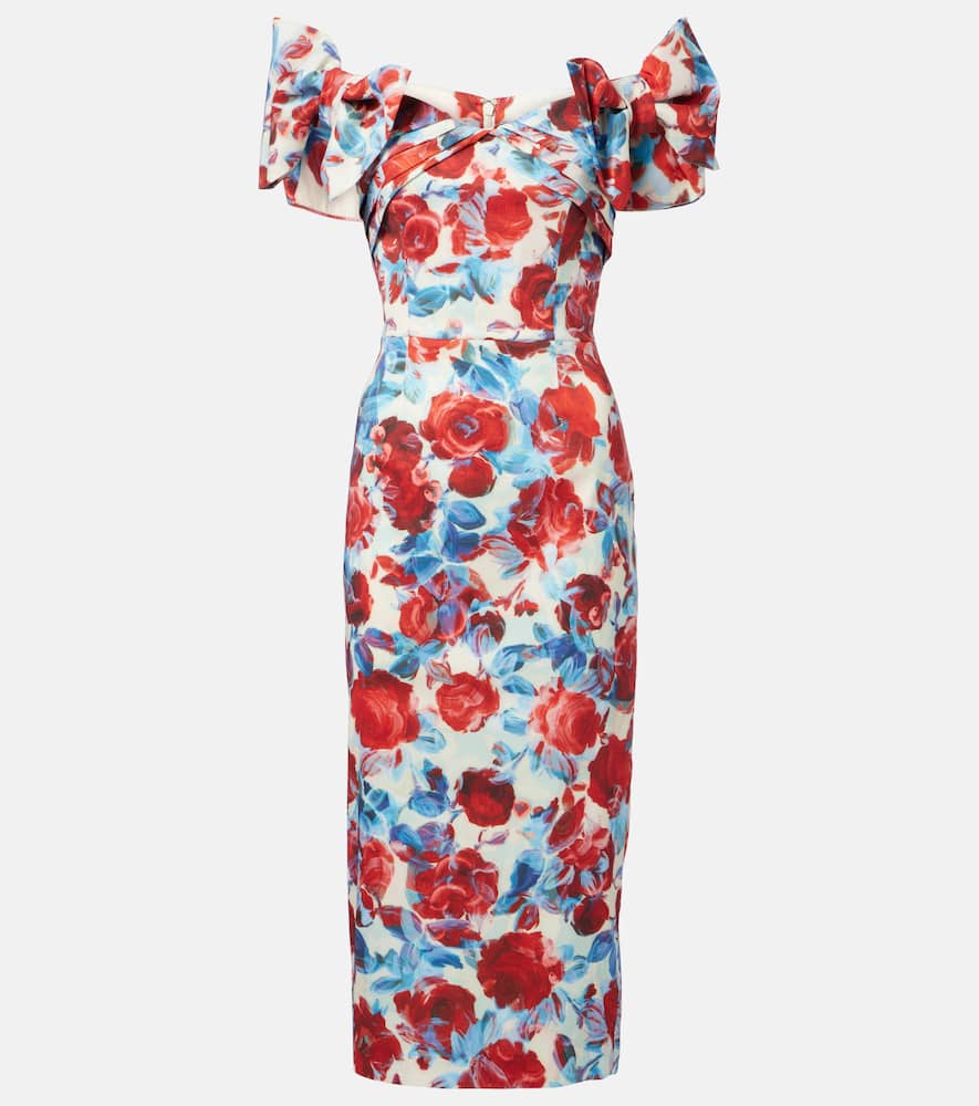 Rebecca Vallance Fleurette Floral Taffeta Midi Dress In Multicoloured