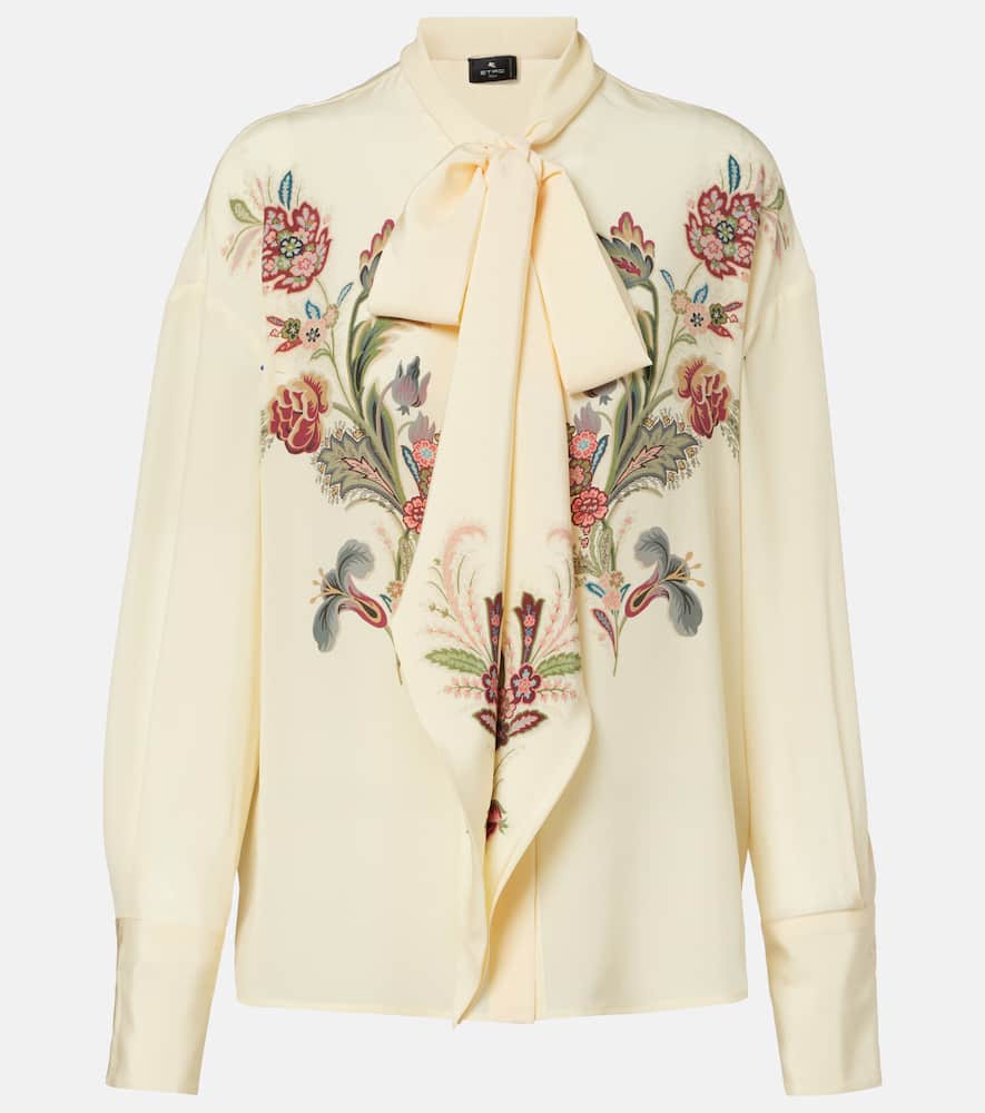 Etro Silk Blouse With Placed Print In White