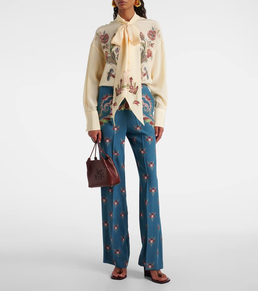 Etro Silk Blouse With Placed Print In White