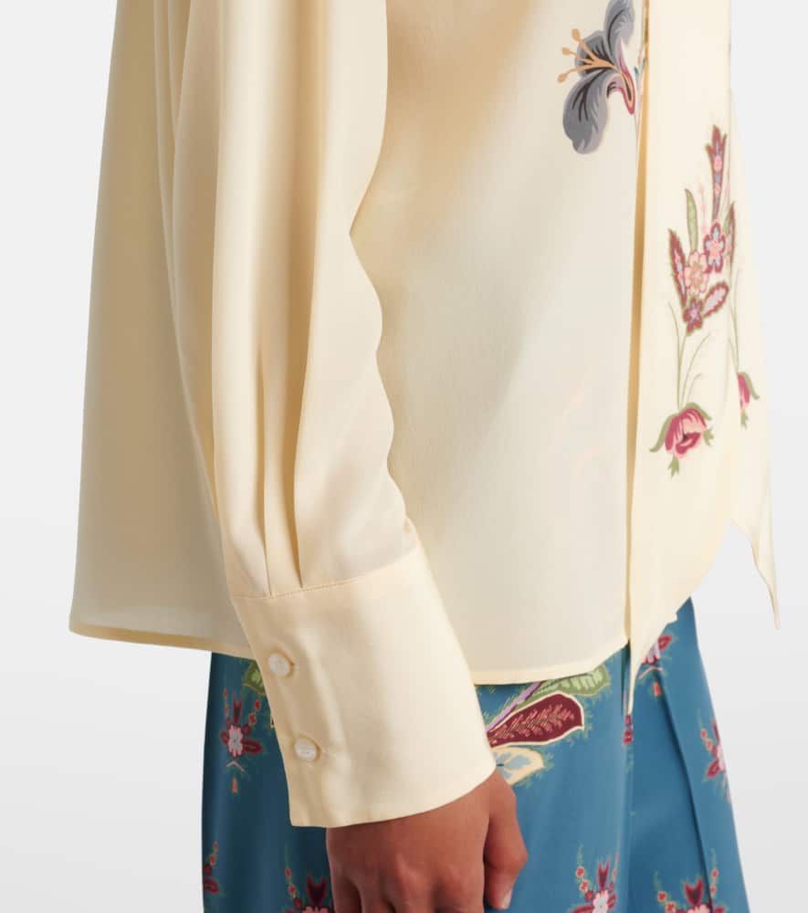 Etro Silk Blouse With Placed Print In White