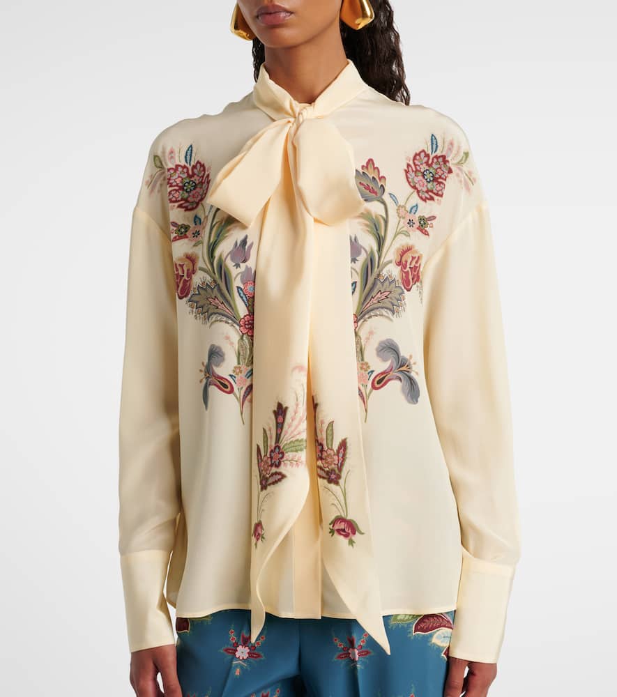 Etro Silk Blouse With Placed Print In White