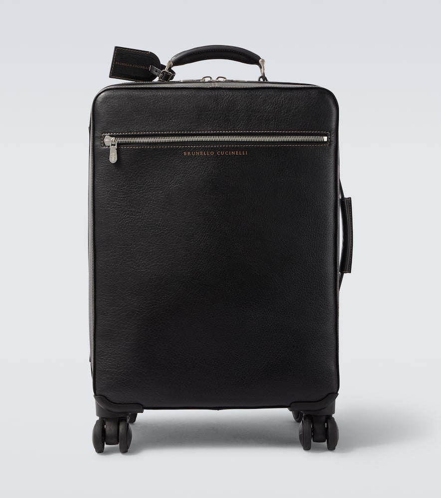 Leather carry-on suitcase