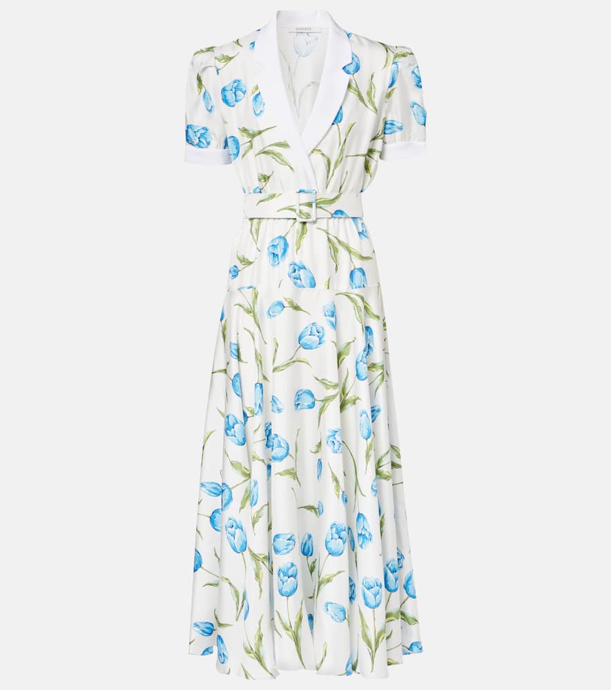 Rodarte Short Sleeve Silk Twill Dress White In White