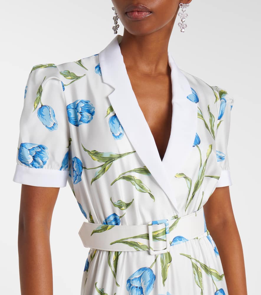 Rodarte Short Sleeve Silk Twill Dress White In White