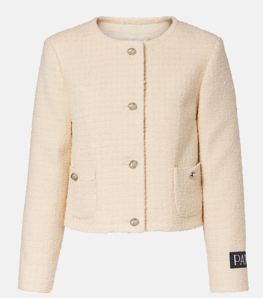 Patou Logo Wool-blend Bouclé Jacket In Neutral