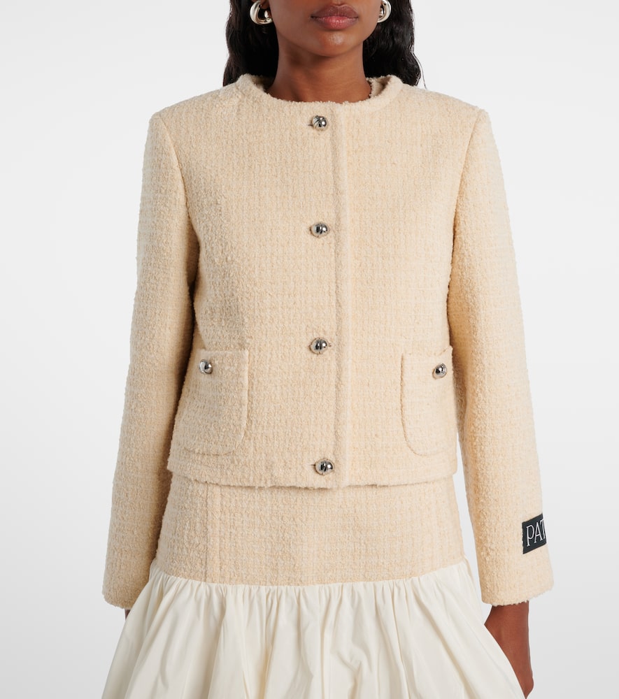 Patou Logo Wool-blend Bouclé Jacket In Neutral