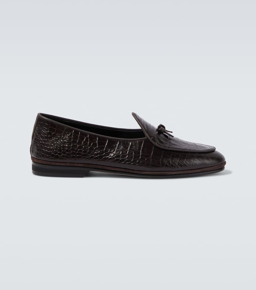 Rubinacci Marfy Croc-effect Leather Loafers In Brown