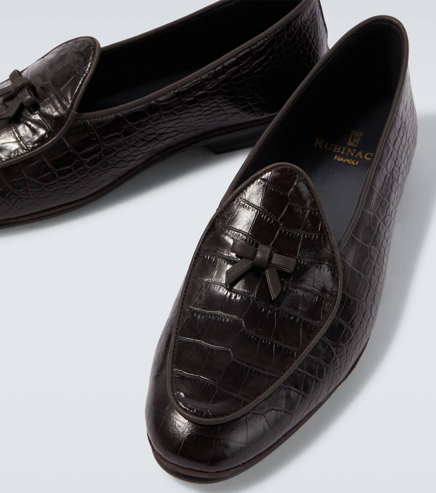 Rubinacci Marfy Croc-effect Leather Loafers In Brown