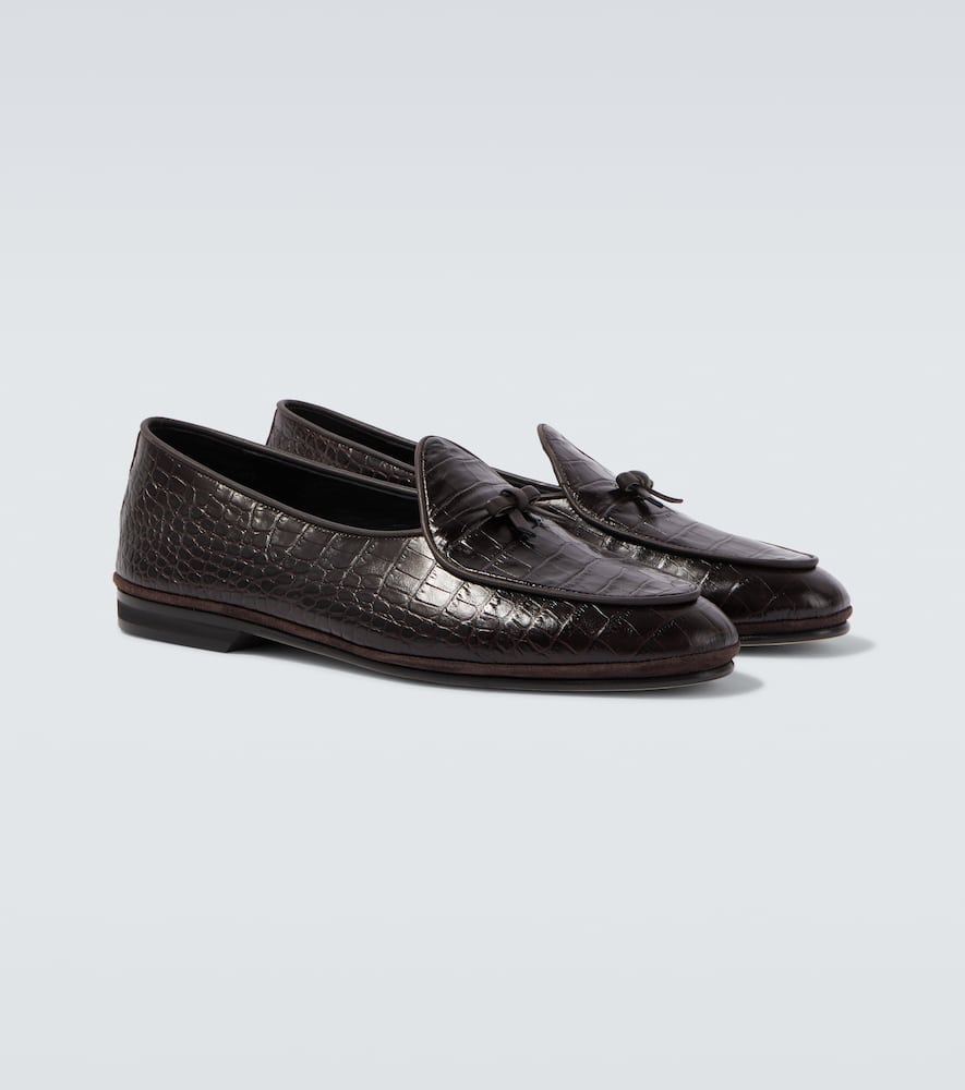 Rubinacci Marfy Croc-effect Leather Loafers In Brown