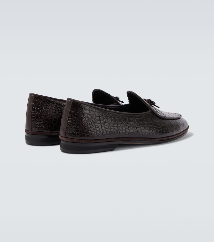 Rubinacci Marfy Croc-effect Leather Loafers In Brown