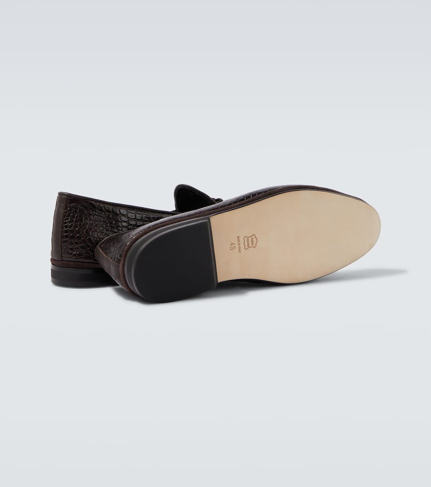 Rubinacci Marfy Croc-effect Leather Loafers In Brown