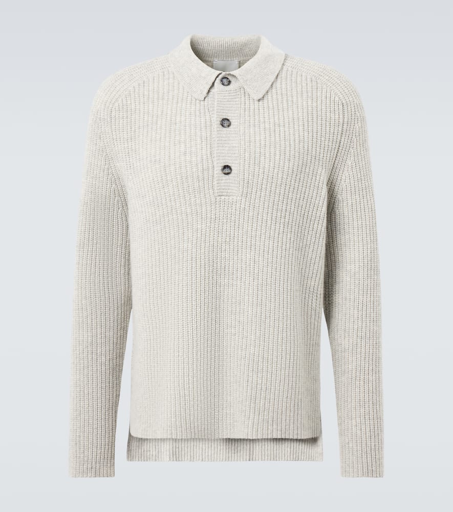 Allude Wool And Cashmere Polo Sweater In Gray