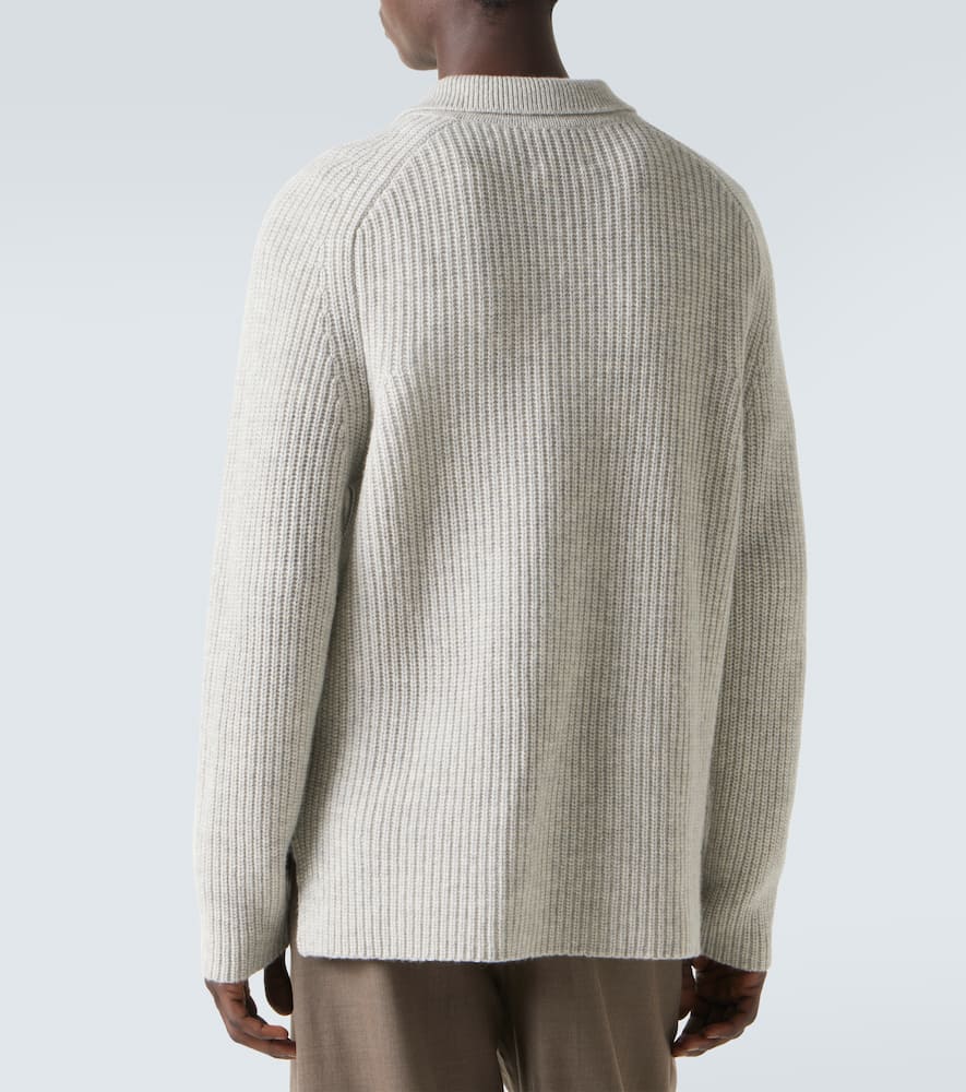 Allude Wool And Cashmere Polo Sweater In Gray