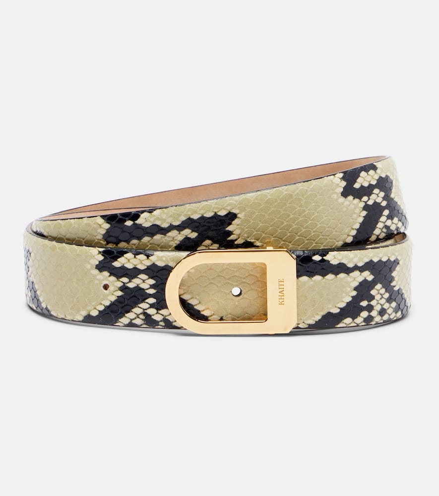 Khaite Saddle 30mm Snake-effect Leather Belt In White