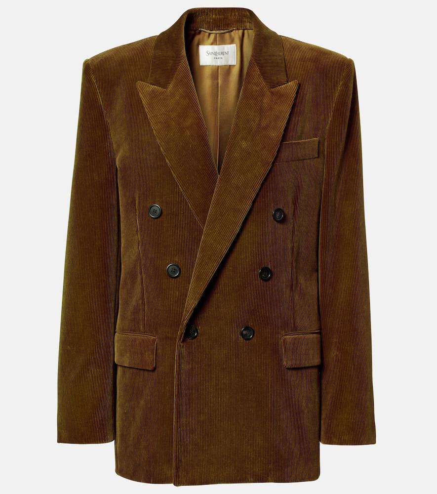 Saint Laurent Cotton Corduroy Blazer In Brown
