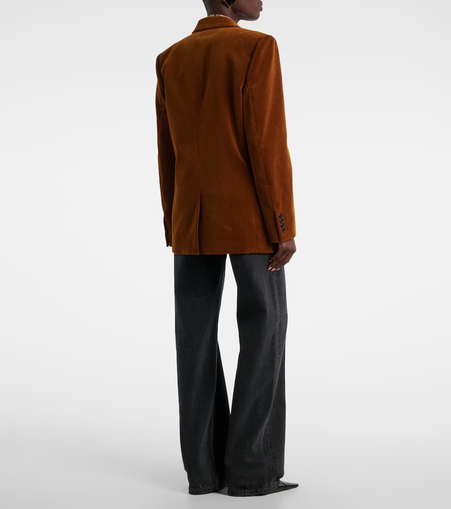 Saint Laurent Corduroy Double-breasted Blazer In Brown