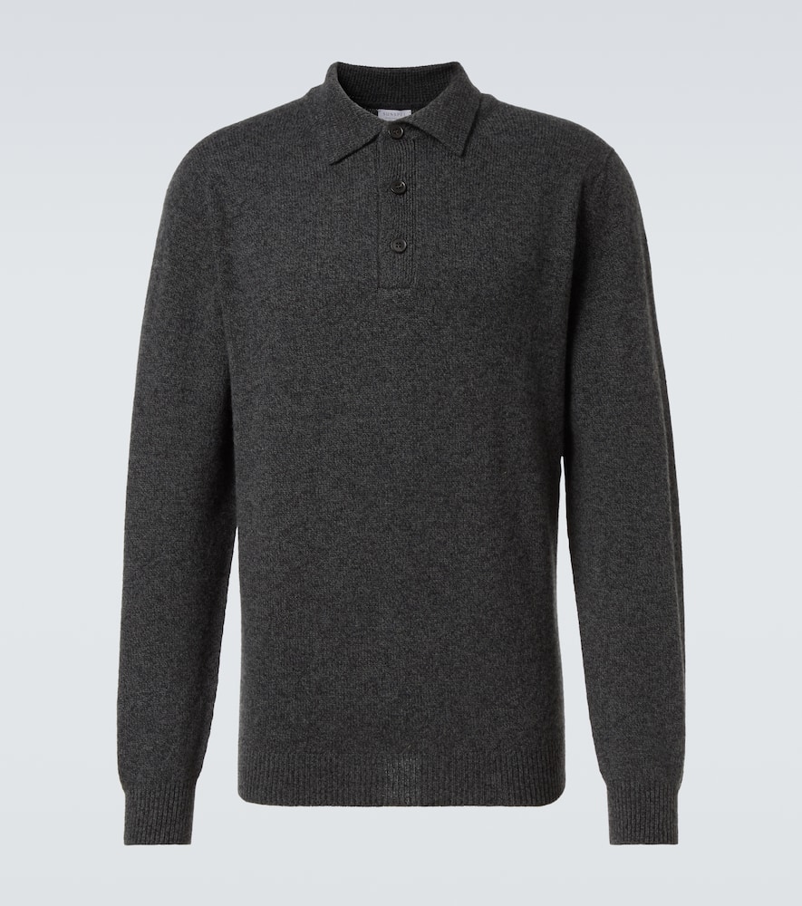 Sunspel Wool Polo Sweater In Gray