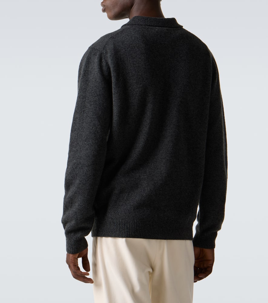 Sunspel Wool Polo Sweater In Gray