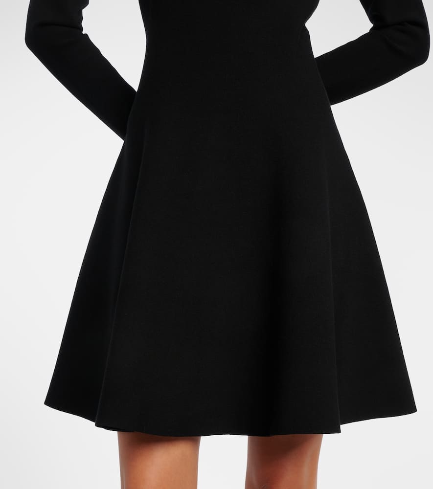 Oscar De La Renta Floral-appliqué Off-shoulder Minidress In Black