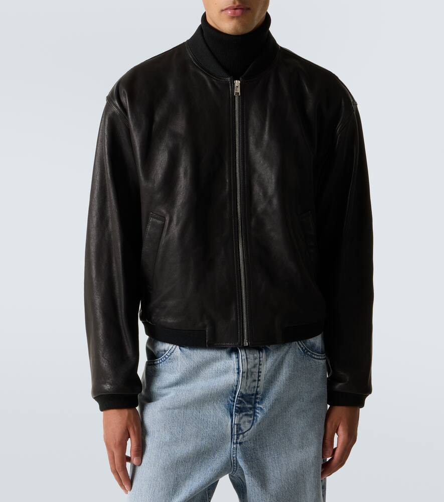 Frame Leather Bomber In Black